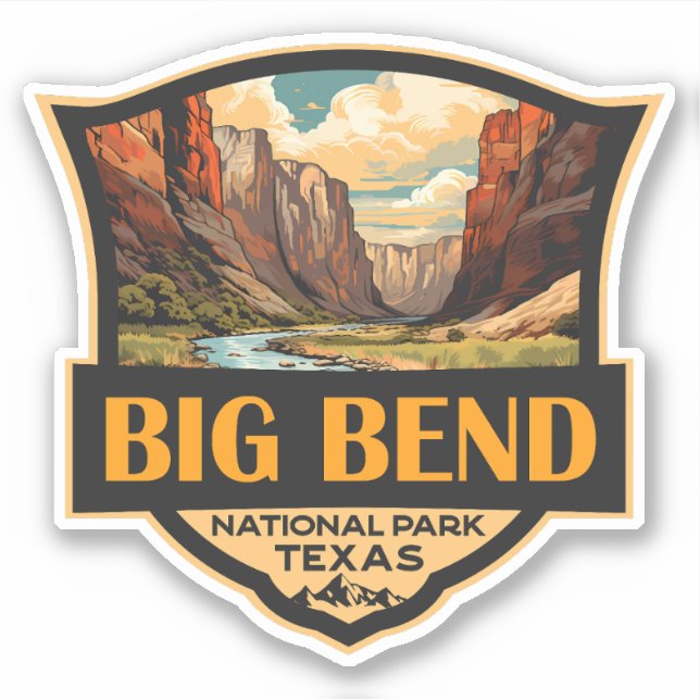 Pegatina Big Bend Ilustracion del Parque Nacional Insignia  (Anverso)
