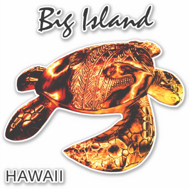 Pegatina BIG ISLAND Tribal Honu Lava (Anverso)