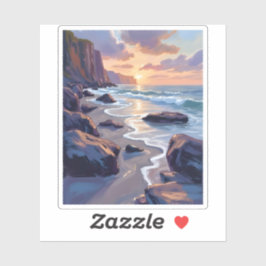 Pegatina Big Sur, California Coastal Art Painting