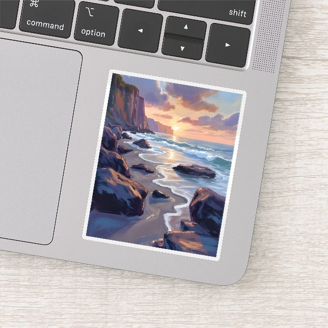 Pegatina Big Sur, California Coastal Art Painting (Detalle)