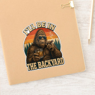 Pegatina Bigfoot Backyard Whiskey & Cigar Retro Sunset
