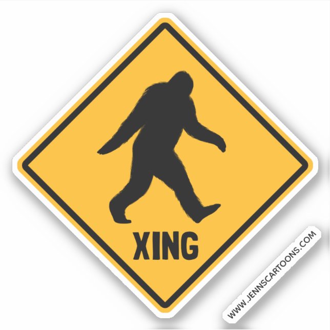 Pegatina Bigfoot Crossing Sasquach Road Xing Silhouette (Anverso)