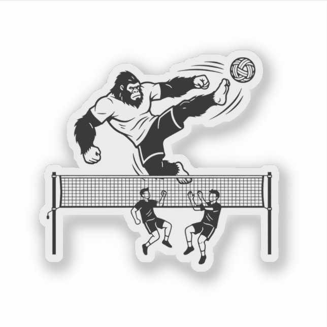 Pegatina Bigfoot playing Sepak Takraw (Anverso)