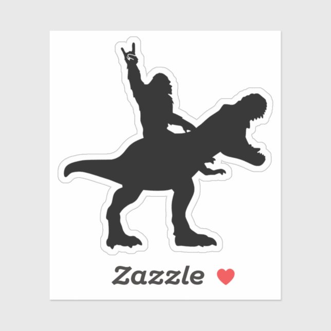 Pegatina Bigfoot Riding T-Rex (Hoja)