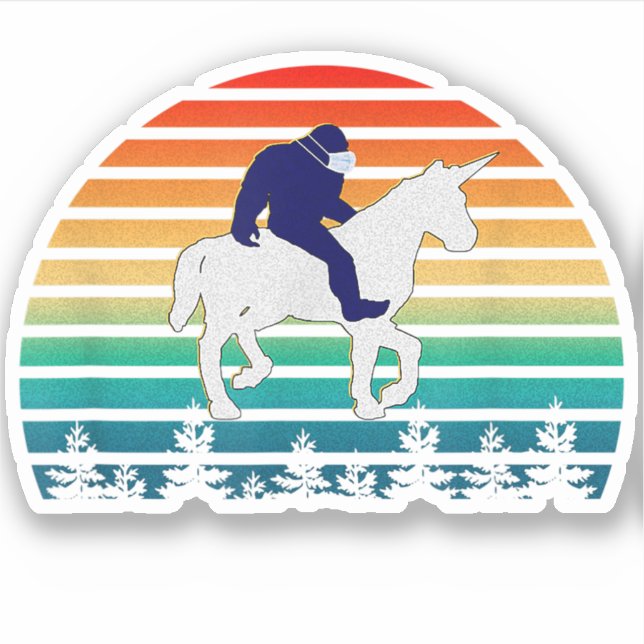 Pegatina Bigfoot Riding Unicorn (Anverso)