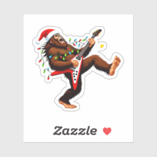 Pegatina Bigfoot Sasquatch Guitarra Eléctrica Navidad 2026