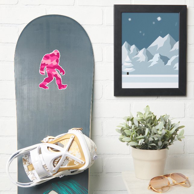 Pegatina Bigfoot Sasquatch Pink Camo (snowboard)