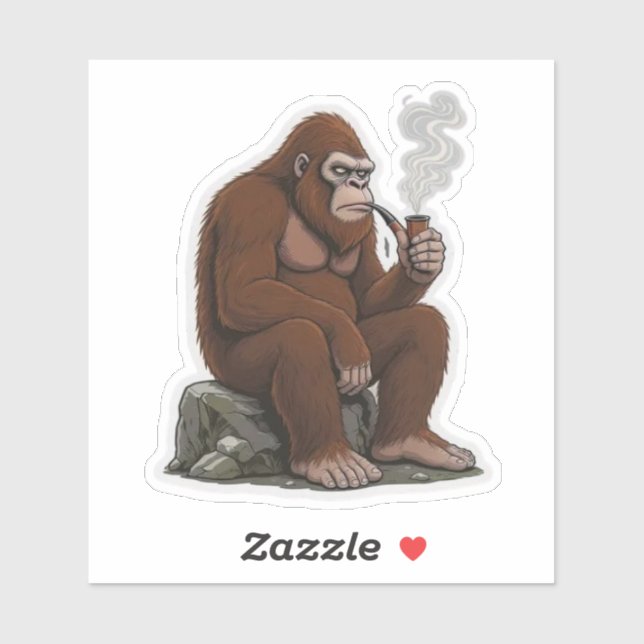 Pegatina Bigfoot Smoking a Pipe (Hoja)
