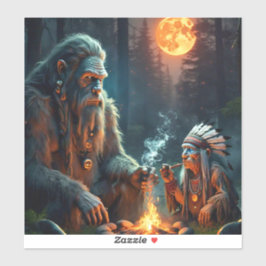 Pegatina Bigfoot y the Chief Moonlit Forest Gaering