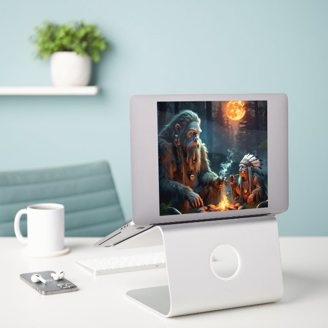 Pegatina Bigfoot y the Chief Moonlit Forest Gaering (Ordenado portátil  en el escritorio)