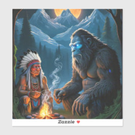 Pegatina Bigfoot y the Chief Moonlit Forest Gaering