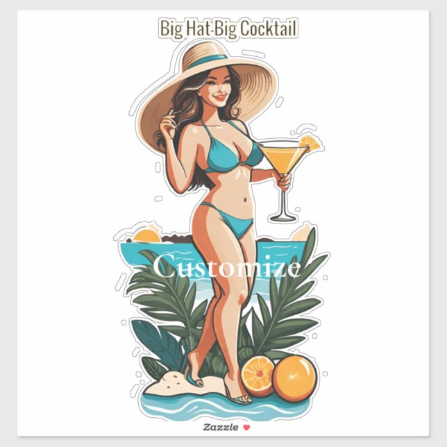 Pegatina Bikini Babe Gran Gorra - Gran Cocktail Thunder_Cov (Hoja)