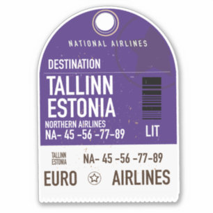 Pegatina billete de viaje a Tallin Estonia