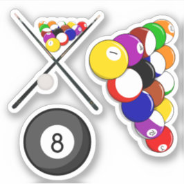 Pegatina Billiard Ball y Cue Sticks