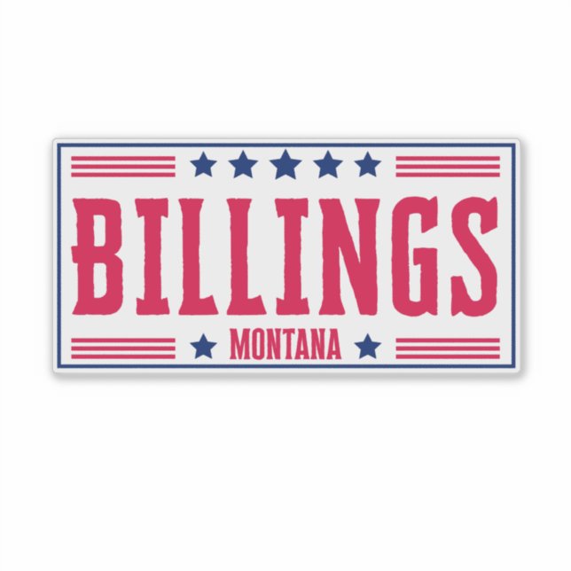 Pegatina BILLINGS MONTANA Stars & Stripes (Anverso)