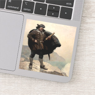 Pegatina Billy Bones, Treasure Island de N. C. Wyeth