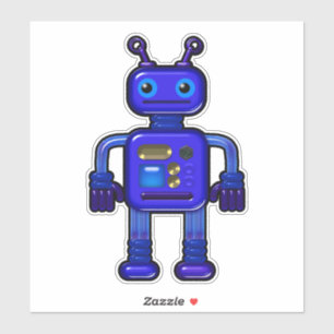 Pegatina Billy the Cute Blue Robot Whimsical