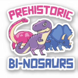 Pegatina Binosaurs prehistóricos Bi-nosaurios