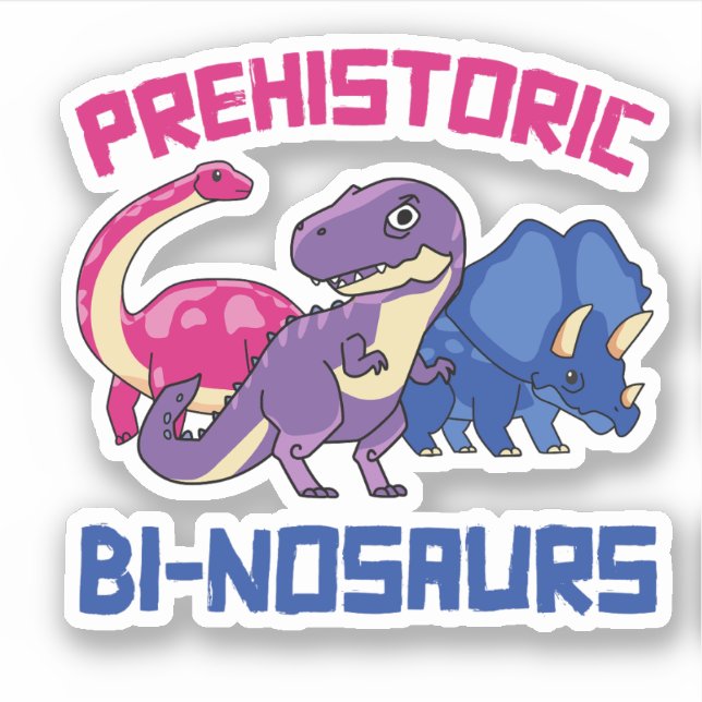 Pegatina Binosaurs prehistóricos Bi-nosaurios (Anverso)