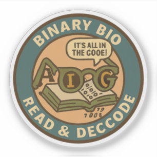 Pegatina Bioinformática: desgarro del código binario