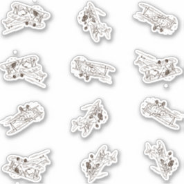 Pegatina Biplanos de arte deco ruidosos - corte de personal