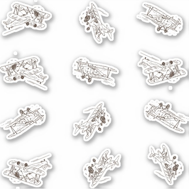 Pegatina Biplanos de arte deco ruidosos - corte de personal (Anverso)