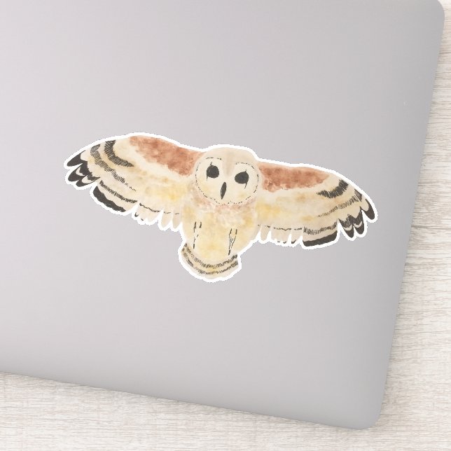 Pegatina Bird Marsh Owl acuarela (Detalle)