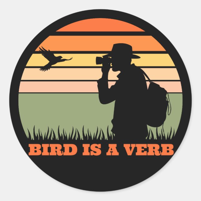 Pegatina Birdwatching Bird Retro Sunset (Anverso)