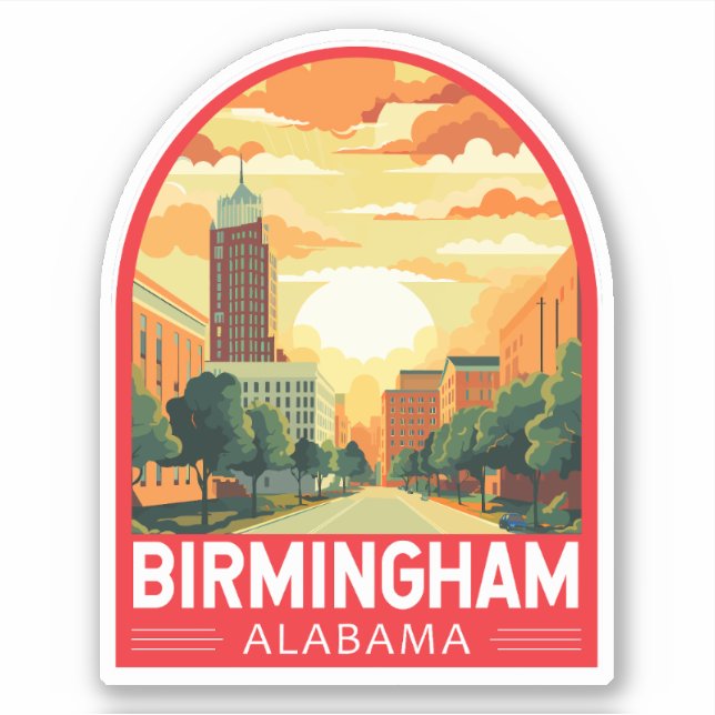 Pegatina Birmingham Alabama Emblem de Viajes (Anverso)