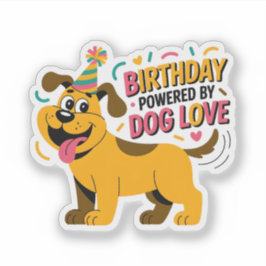 Pegatina Birthday Dog Love Party Illustration