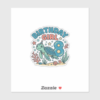 Pegatina Birthday Girl Sea Turtle 8th Birthday Shirt Design