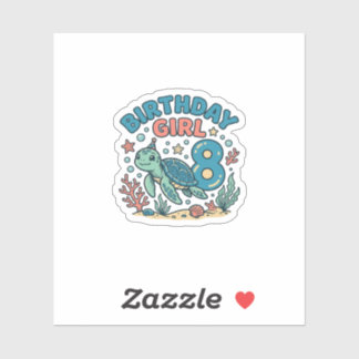 Pegatina Birthday Girl Sea Turtle 8th Birthday Shirt Design