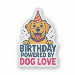 Pegatina Birthday Powered by Dog Love Illustration