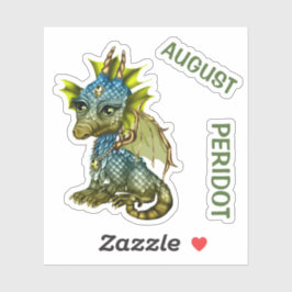 Pegatina Birthstone Baby Dragon August Peridot