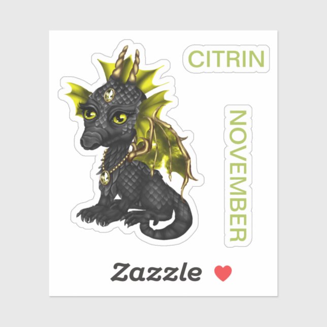 Pegatina Birthstone Baby Dragon Citrin Noviembre (Hoja)