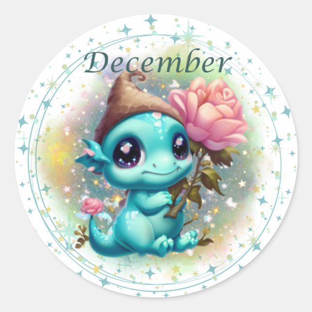 Pegatina Birthstone December Turquoise Dragon (Anverso)