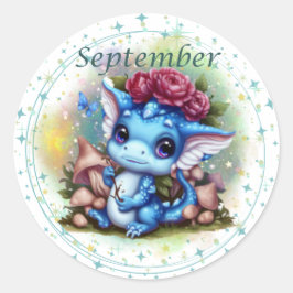 Pegatina Birthstone September Sapphire Dragon