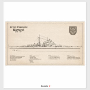 Pegatina Bismarck - Planes Blueprint de Battleship