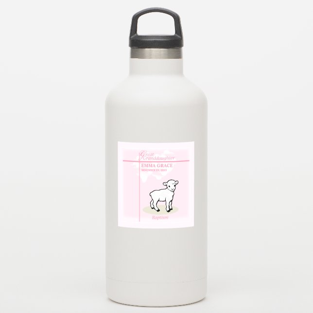 Pegatina Bisnieta Bautizo Rosa Niña Cordero (Botella de agua)