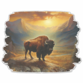 Pegatina Bison Buffalo Sunset View