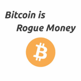 Pegatina Bitcoin es Rogue Money Vinyl