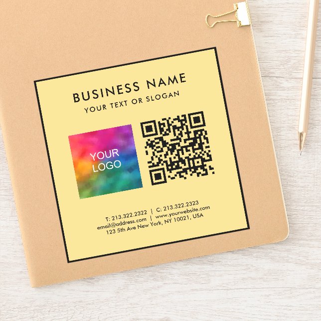 Pegatina Black And Gold QR Code Business Logo Text Medium (Cuaderno)