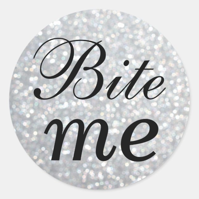 Pegatina Black and Silver Bite Me (Anverso)