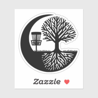 Pegatina Black and White Disc Golf Silhouette