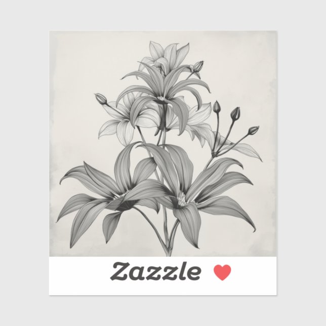 Pegatina black and white outline art of endangered plant  (Hoja)