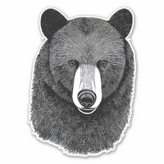 Pegatina Black Bear Face original Dibujo de arte animal (Anverso)