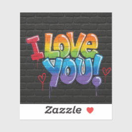 Pegatina Black Brick Graffiti I Love You