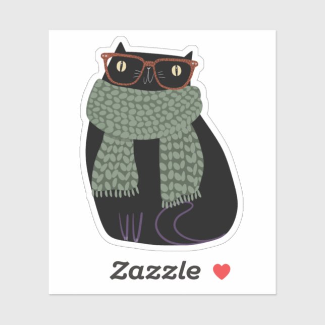 Pegatina Black Cat Fall Season Halloween Spookone Cute (Hoja)