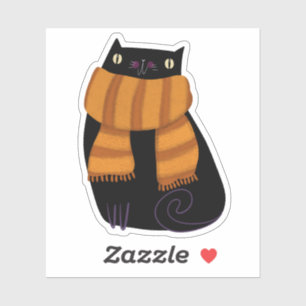 Pegatina Black Cat Fall Season Halloween Spookone Cute