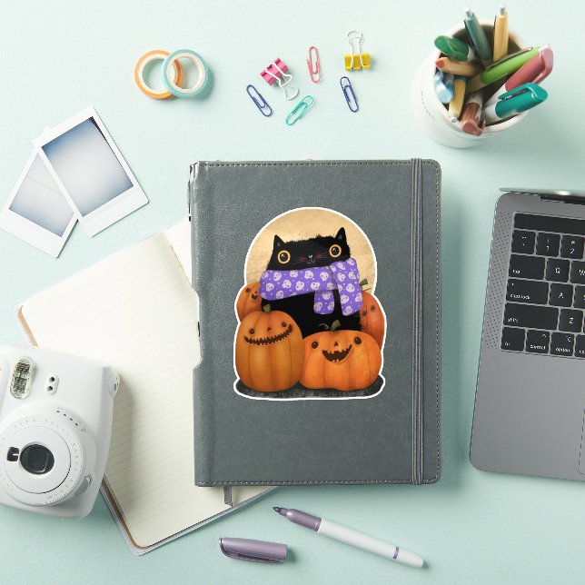 Pegatina Black Cat Fall Season Happy Halloween (Funda para iPad)